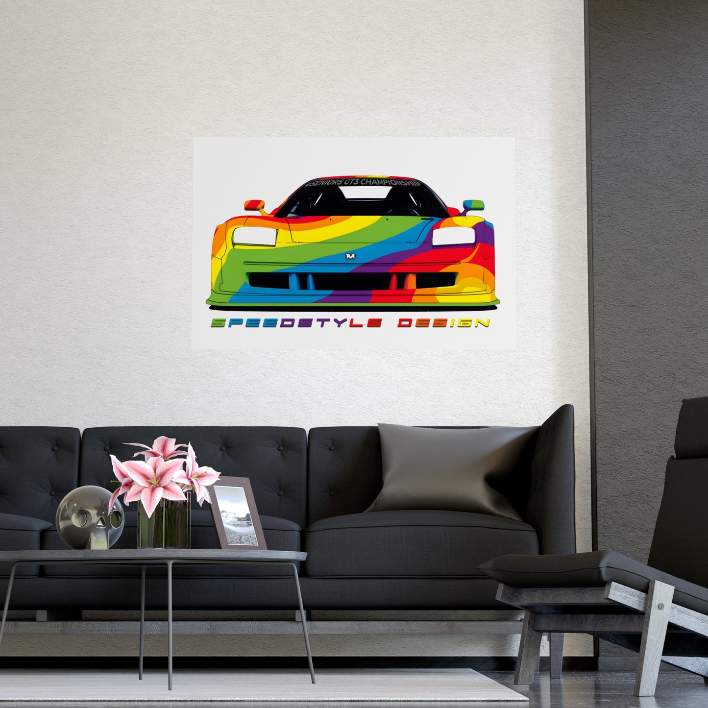 Matte Poster - Rainbow livery and sponsored NSX GT3