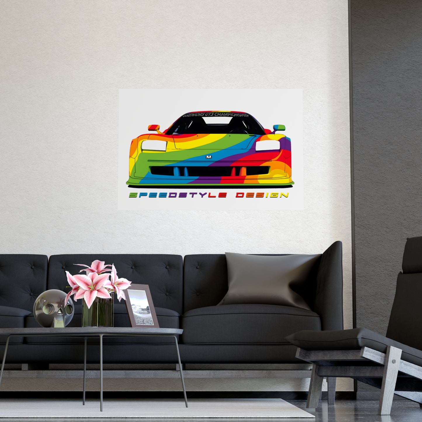Matte Poster - Rainbow livery and sponsored NSX GT3