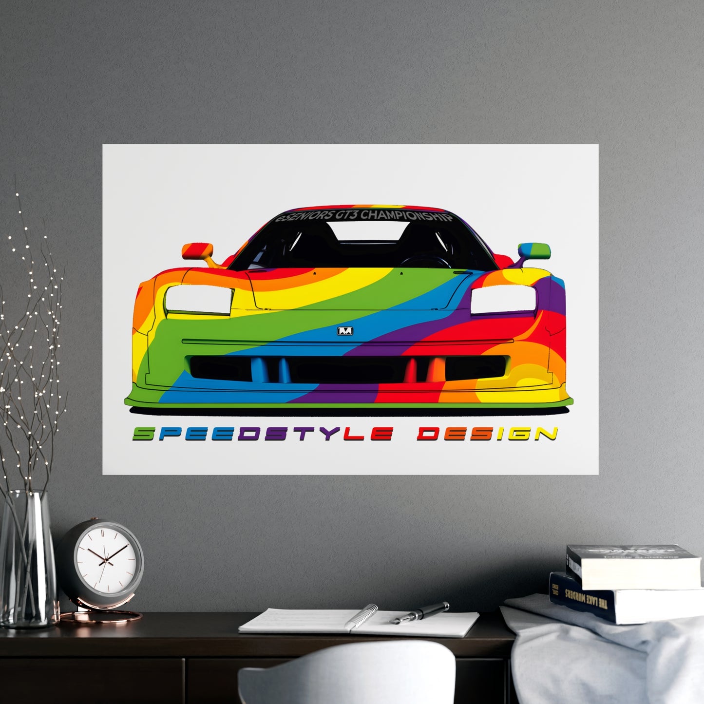 Matte Poster - Rainbow livery and sponsored NSX GT3
